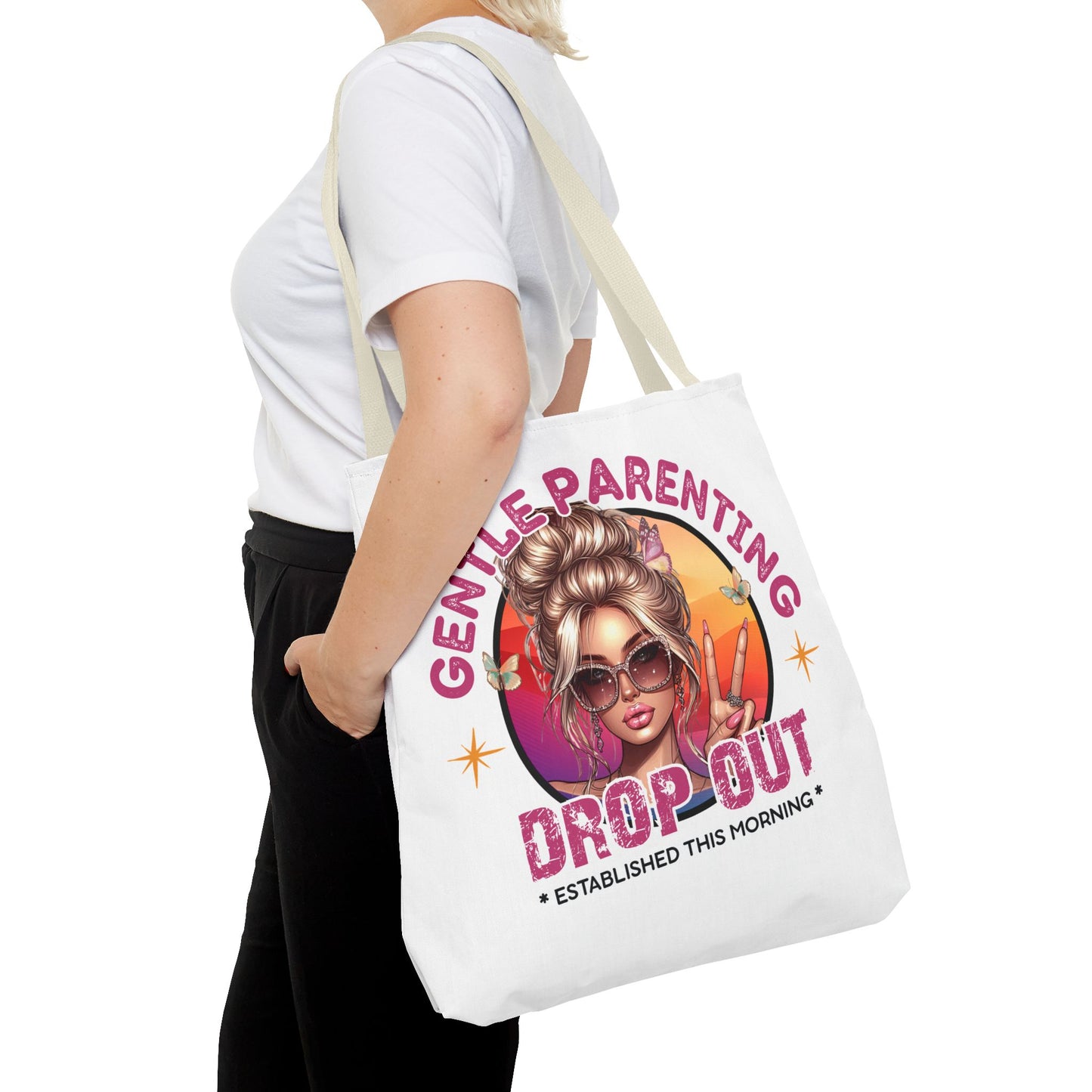 Gentle Parenting Drop Out Tote Bag - Stylish and Playful Design for Busy Moms