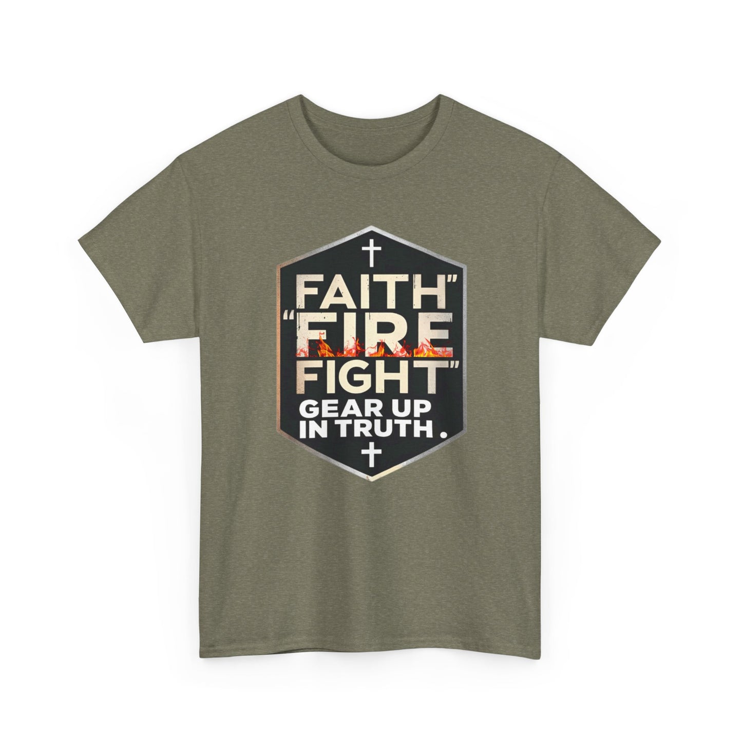Faith Fire Fight Unisex Heavy Cotton Tee - Gear Up in Truth
