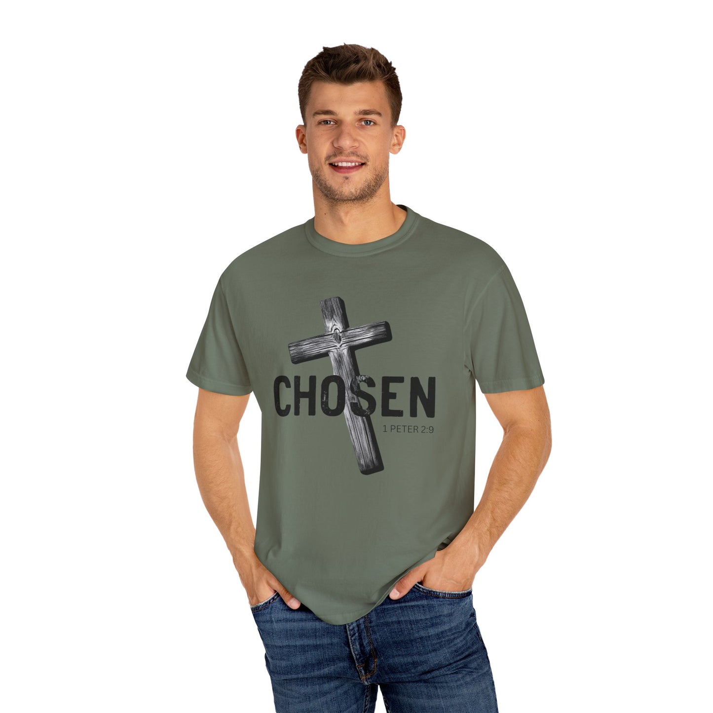 Faith-Inspired Unisex T-Shirt - 'Chosen' Design with Cross and 1 Peter 2:9