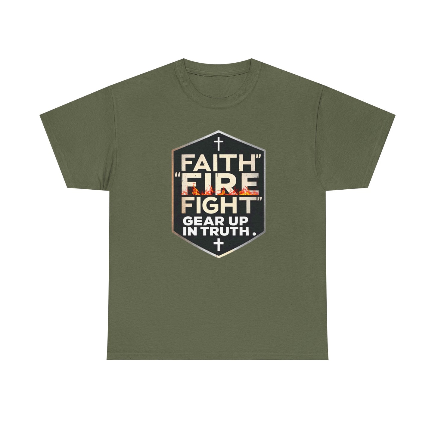 Faith Fire Fight Unisex Heavy Cotton Tee - Gear Up in Truth