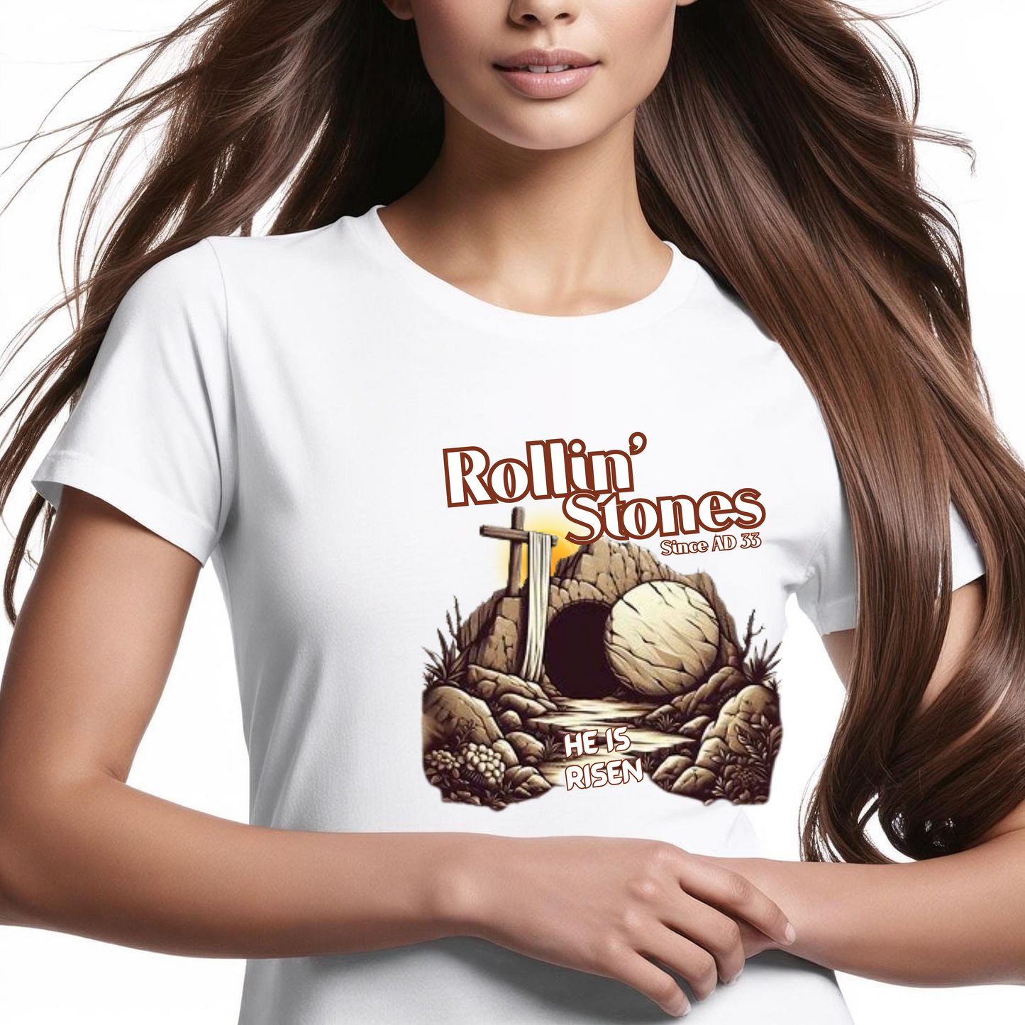 Inspirational Unisex T-Shirt - 'Rollin' Stones' Design - He's Risen