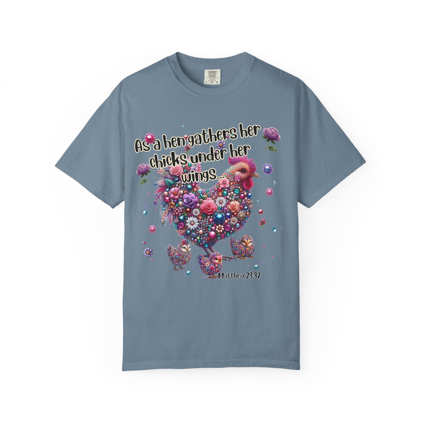 Under His Wings" Jeweled Chicken Tee – Matthew 23:37