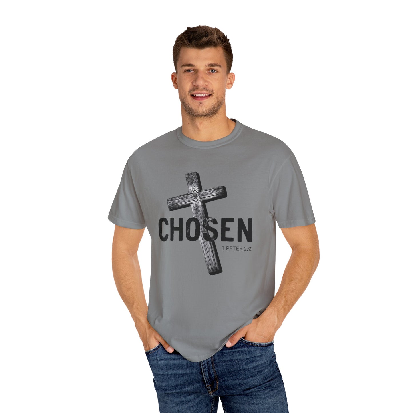 Faith-Inspired Unisex T-Shirt - 'Chosen' Design with Cross and 1 Peter 2:9