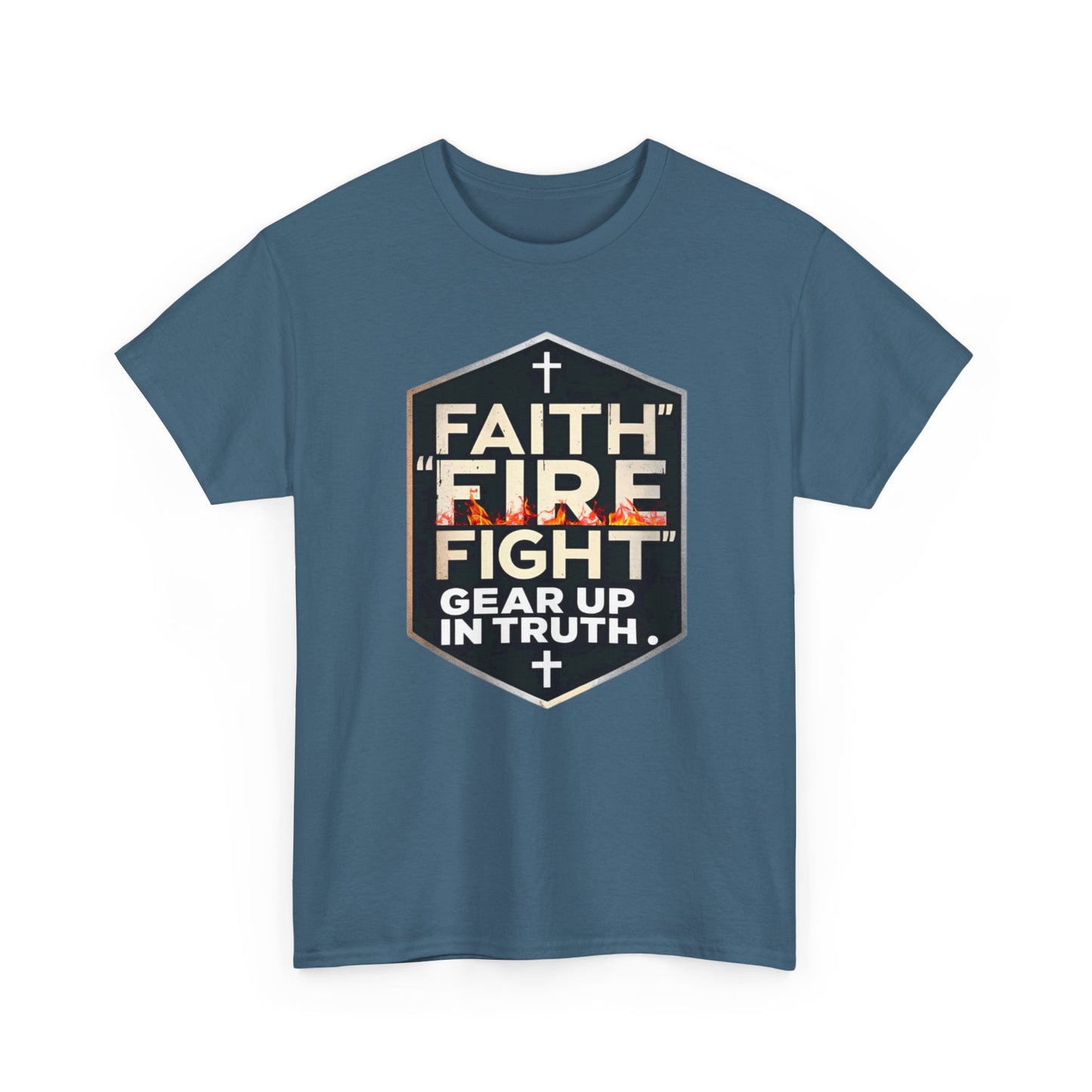 Faith Fire Fight Unisex Heavy Cotton Tee - Gear Up in Truth