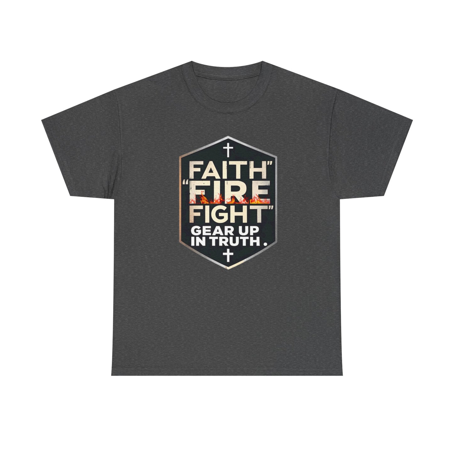 Faith Fire Fight Unisex Heavy Cotton Tee - Gear Up in Truth