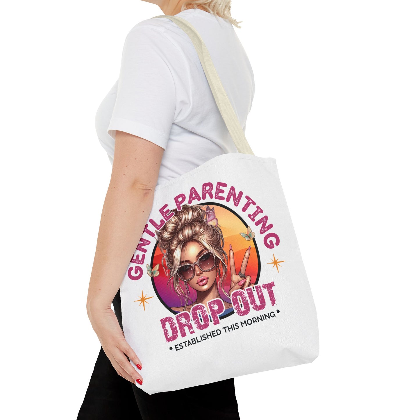 Gentle Parenting Drop Out Tote Bag - Stylish and Playful Design for Busy Moms