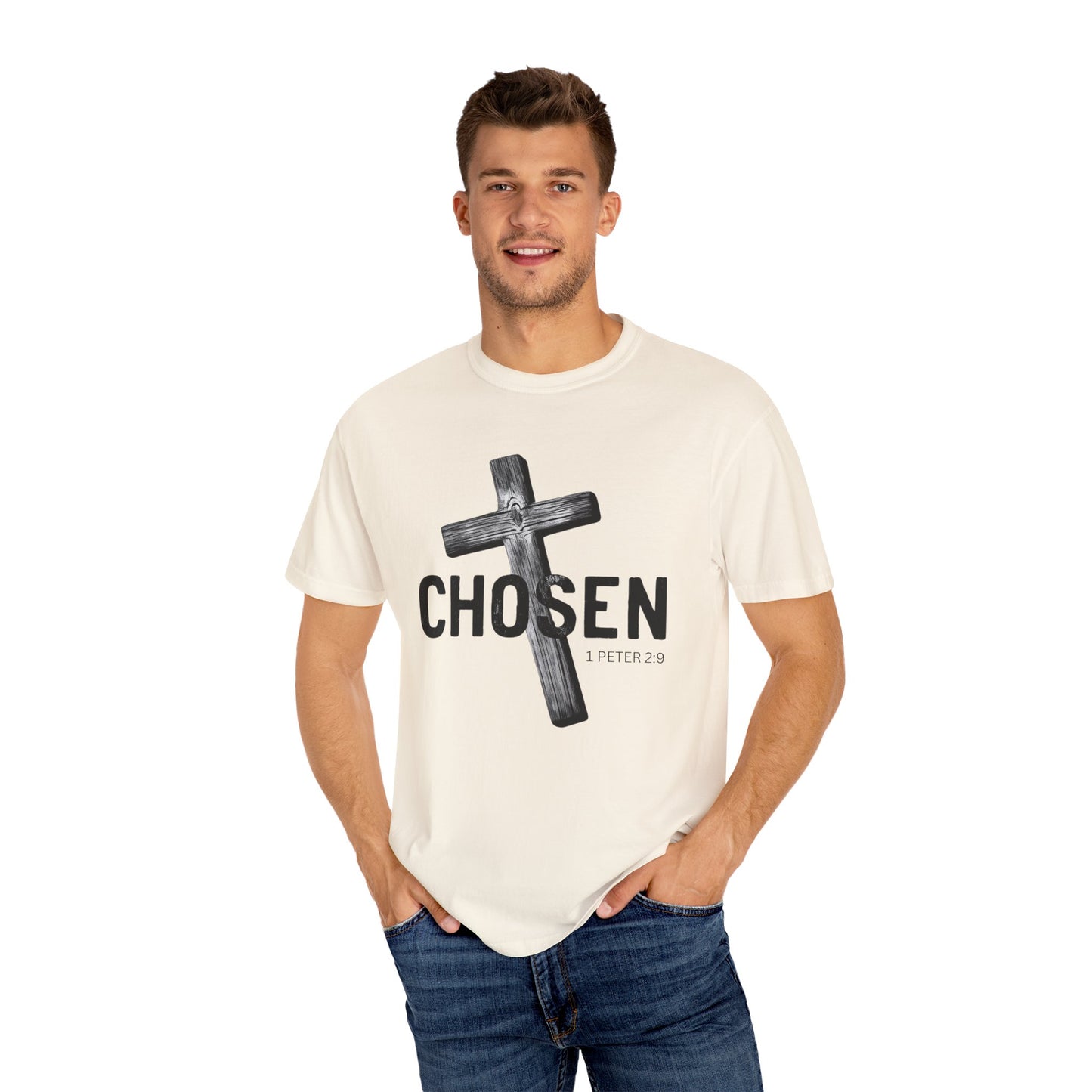 Faith-Inspired Unisex T-Shirt - 'Chosen' Design with Cross and 1 Peter 2:9