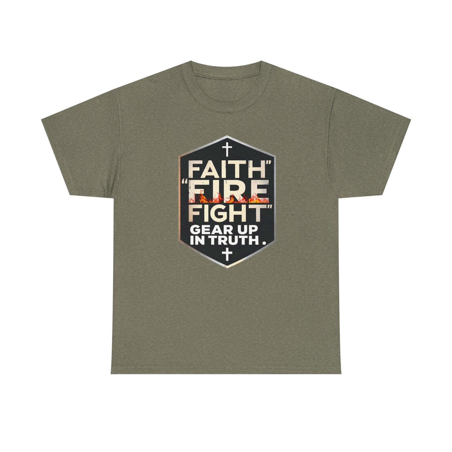 Faith Fire Fight Unisex Heavy Cotton Tee - Gear Up in Truth