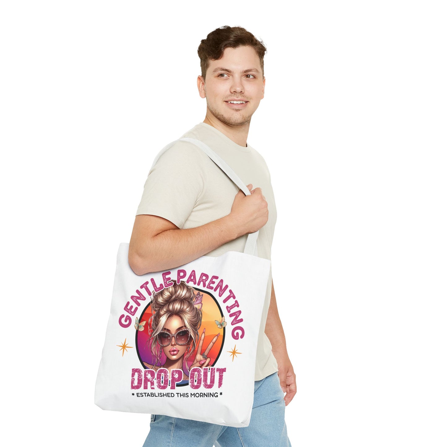Gentle Parenting Drop Out Tote Bag - Stylish and Playful Design for Busy Moms