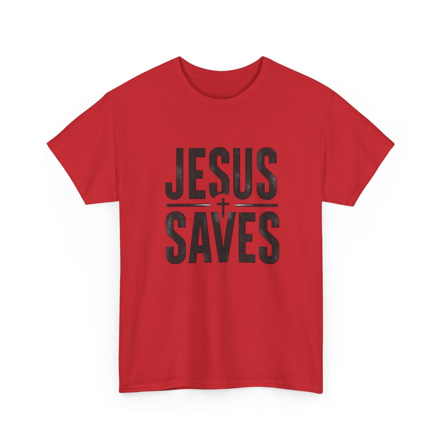 Unisex Heavy Cotton Tee - 'Jesus Saves' Christian Graphic Tee