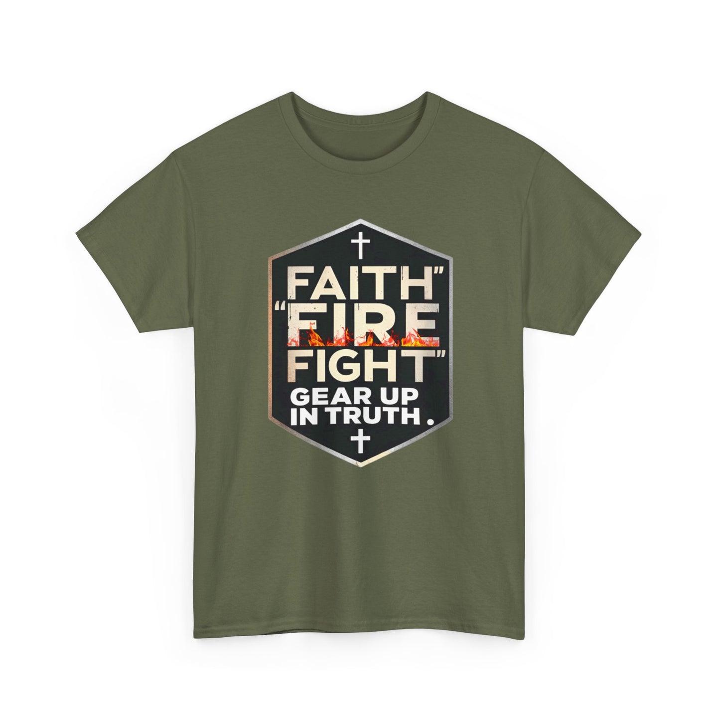 Faith Fire Fight Unisex Heavy Cotton Tee - Gear Up in Truth