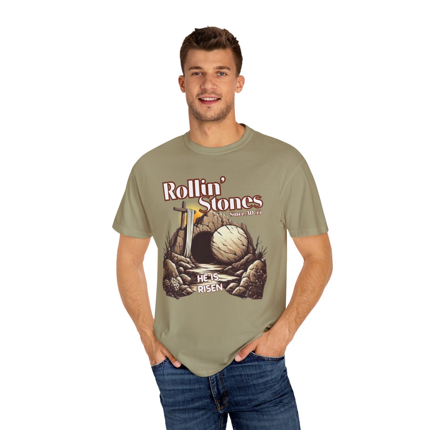 Inspirational Unisex T-Shirt - 'Rollin' Stones' Design - He's Risen