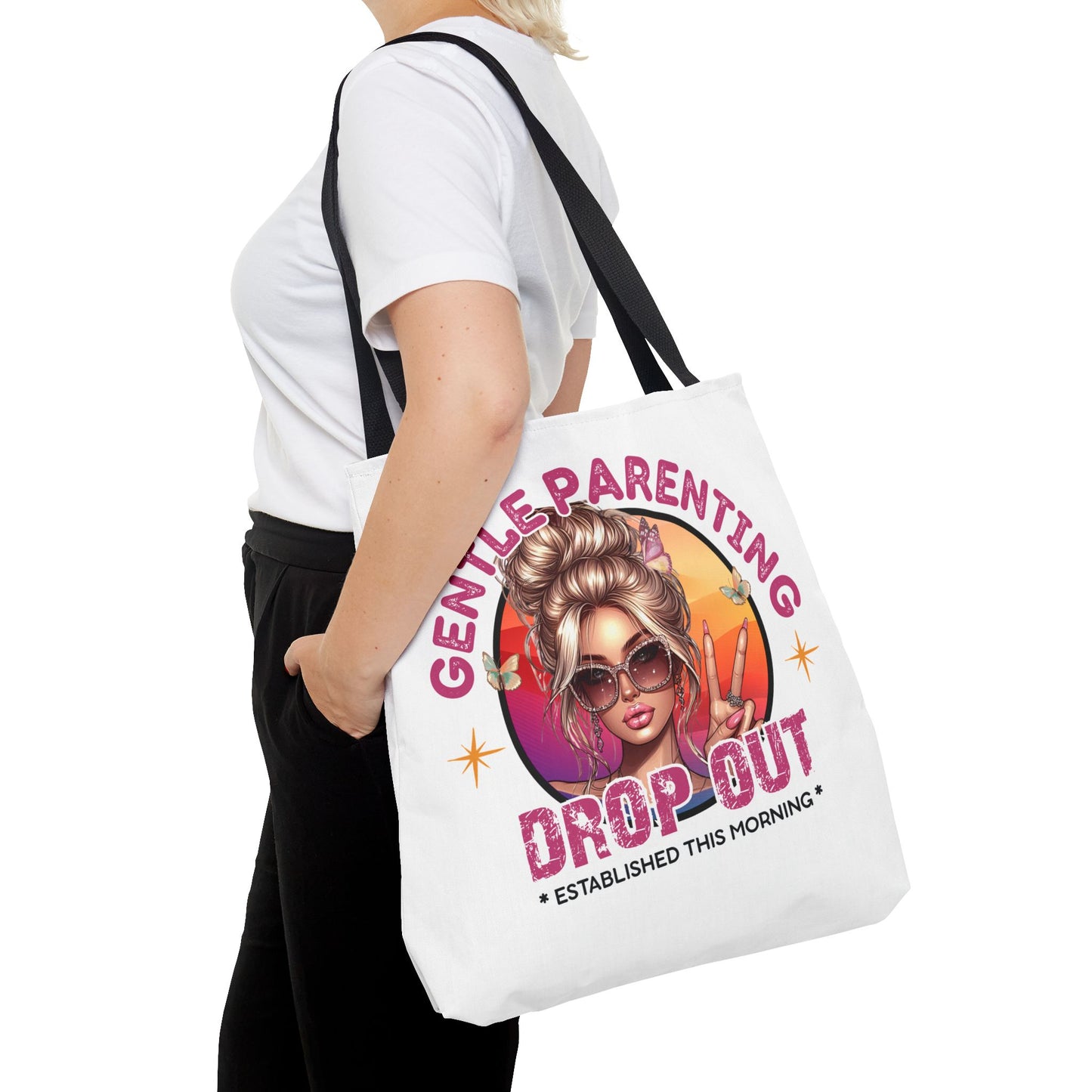 Gentle Parenting Drop Out Tote Bag - Stylish and Playful Design for Busy Moms