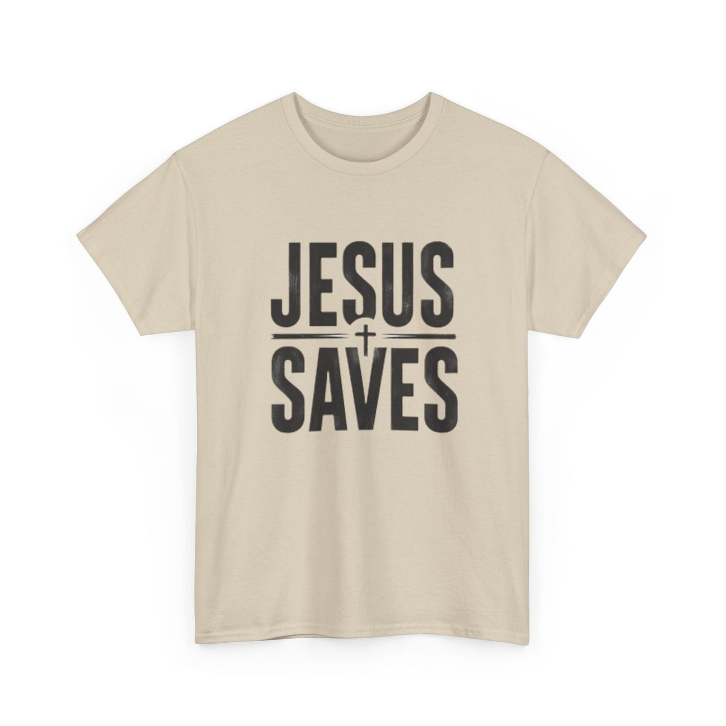 Unisex Heavy Cotton Tee - 'Jesus Saves' Christian Graphic Tee