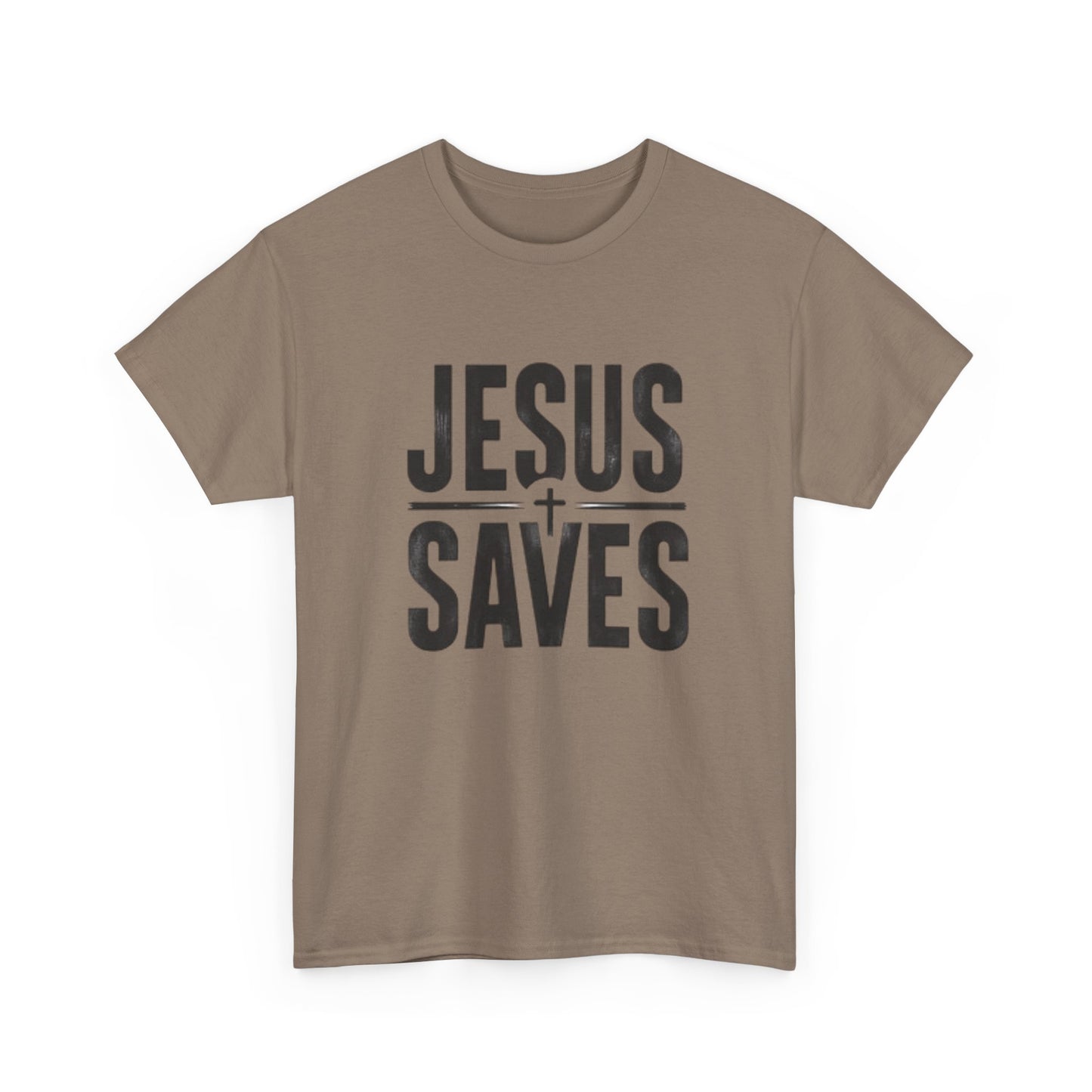 Unisex Heavy Cotton Tee - 'Jesus Saves' Christian Graphic Tee
