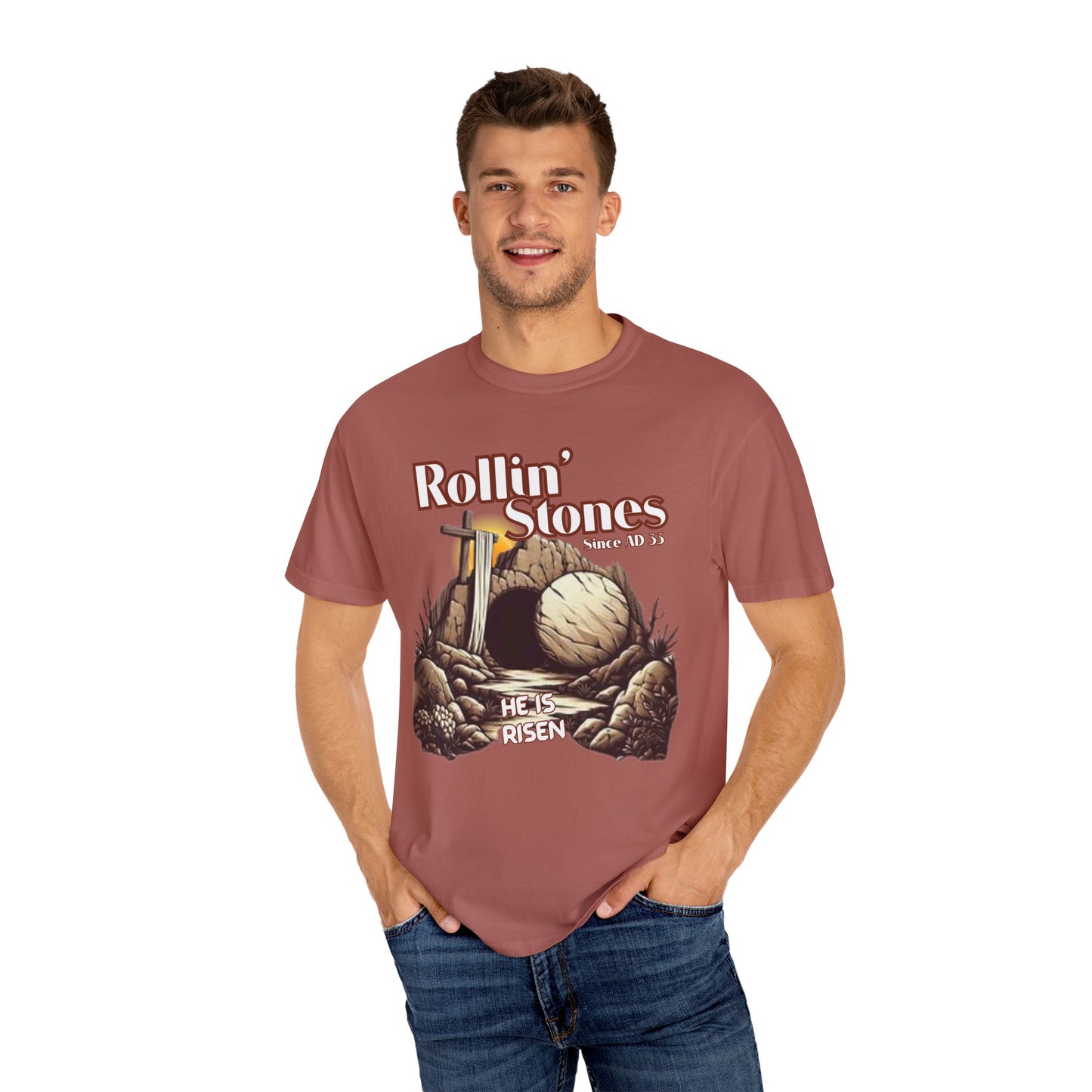 Inspirational Unisex T-Shirt - 'Rollin' Stones' Design - He's Risen