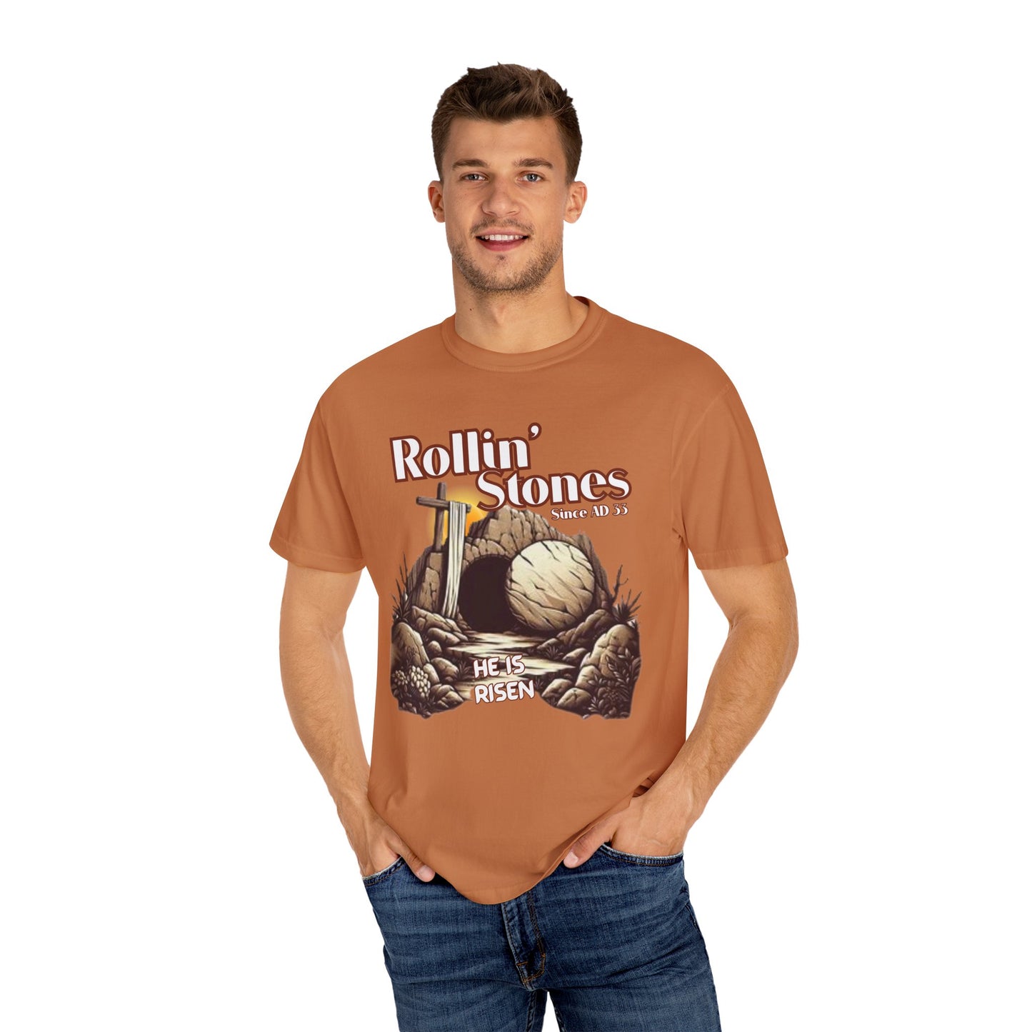Inspirational Unisex T-Shirt - 'Rollin' Stones' Design - He's Risen