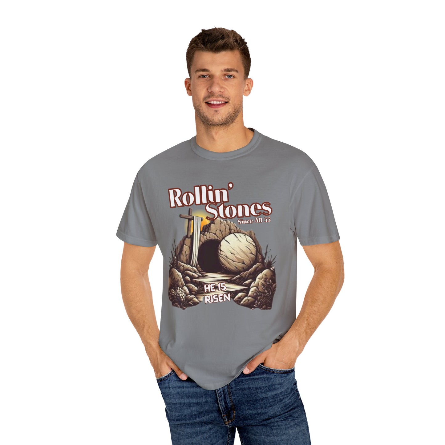 Inspirational Unisex T-Shirt - 'Rollin' Stones' Design - He's Risen
