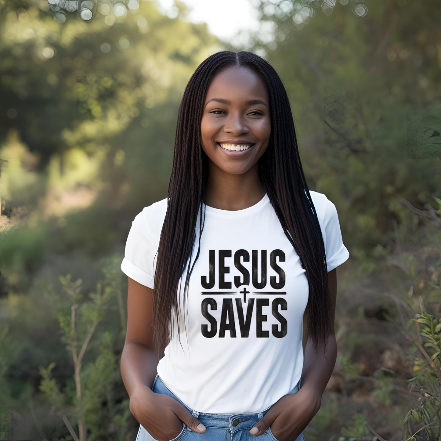 Unisex Heavy Cotton Tee - 'Jesus Saves' Christian Graphic Tee