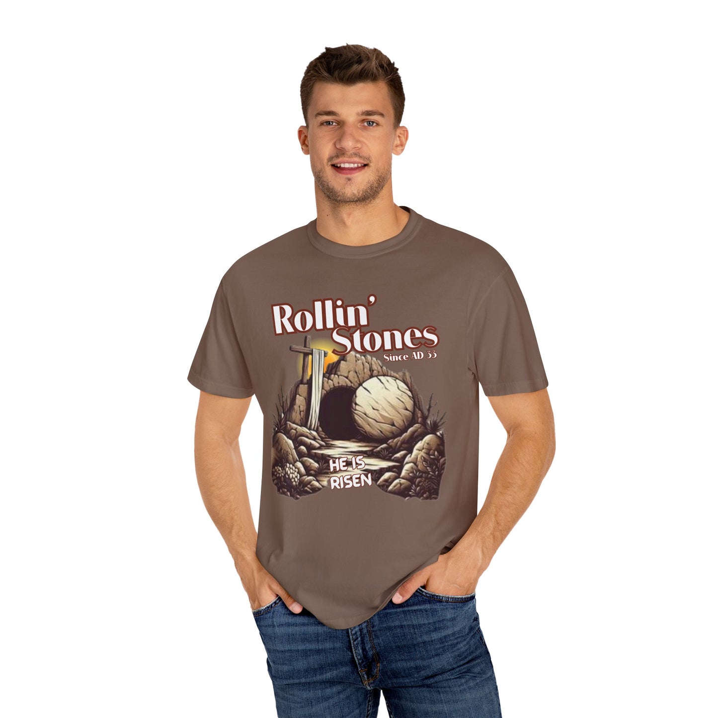 Inspirational Unisex T-Shirt - 'Rollin' Stones' Design - He's Risen