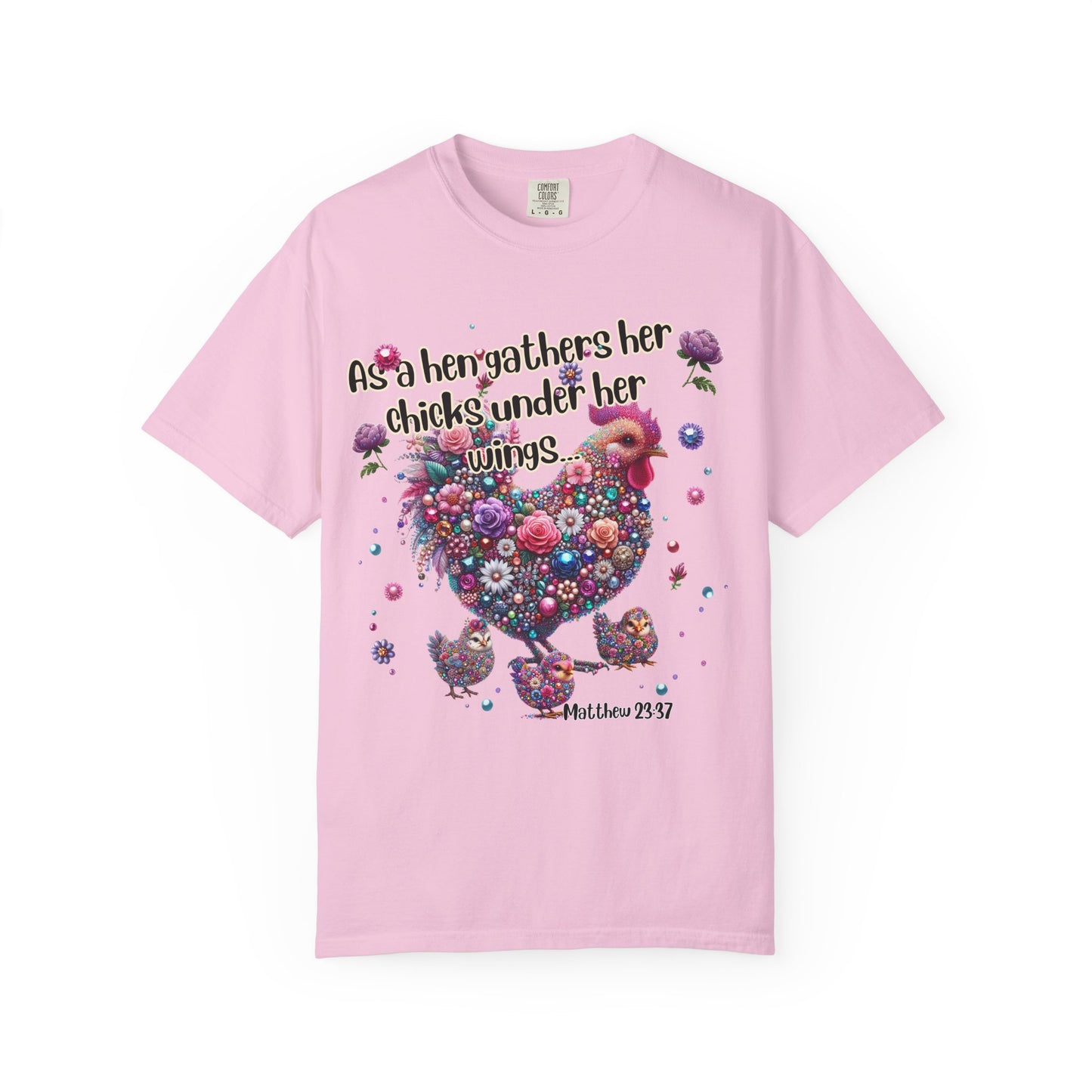 Under His Wings" Jeweled Chicken Tee – Matthew 23:37