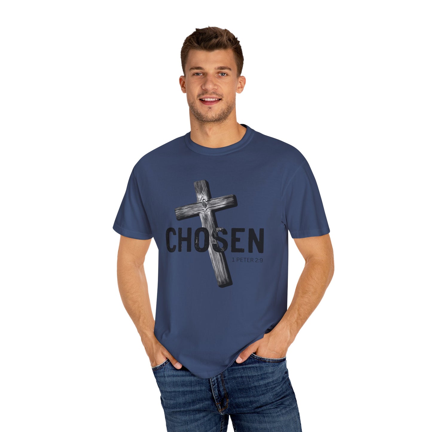 Faith-Inspired Unisex T-Shirt - 'Chosen' Design with Cross and 1 Peter 2:9