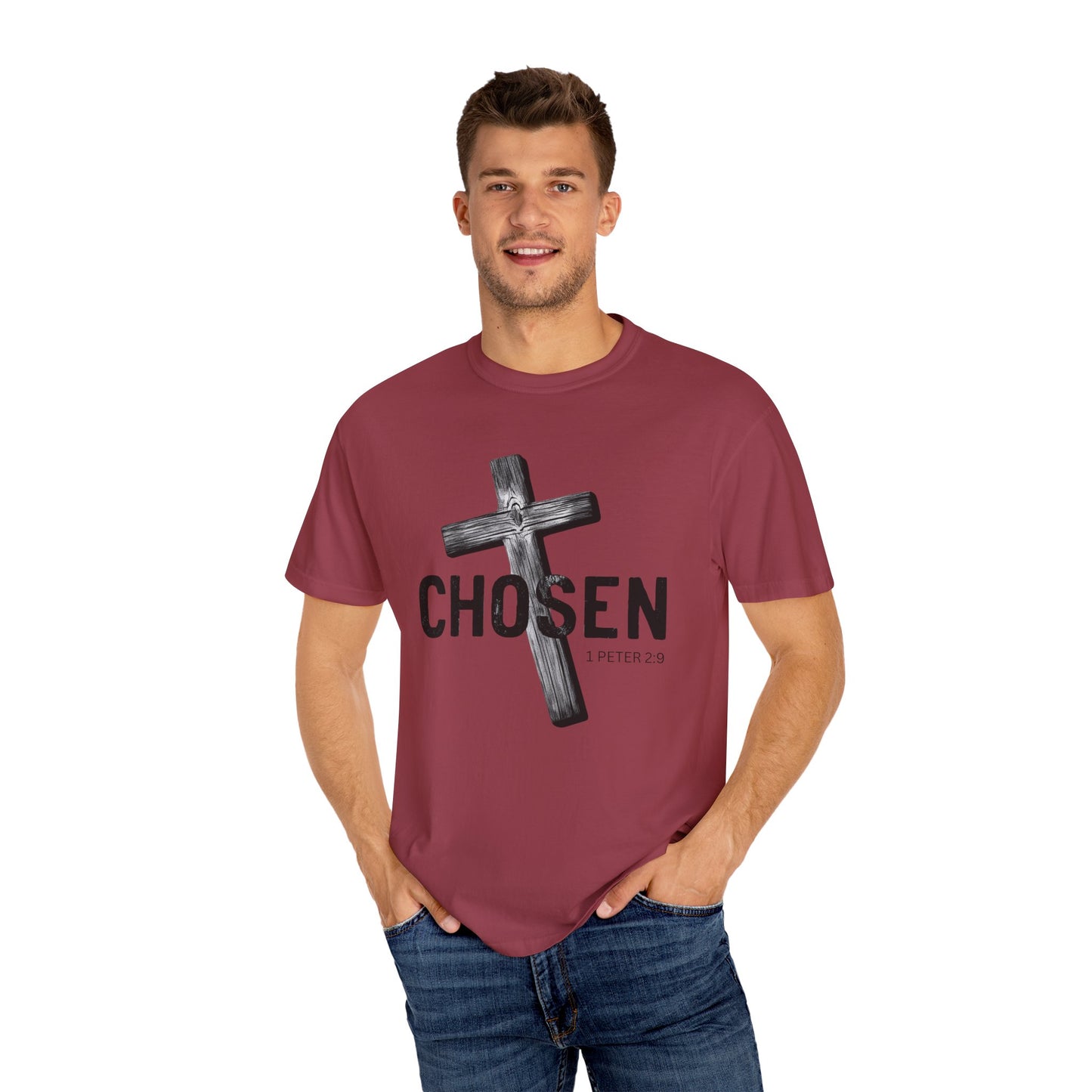 Faith-Inspired Unisex T-Shirt - 'Chosen' Design with Cross and 1 Peter 2:9