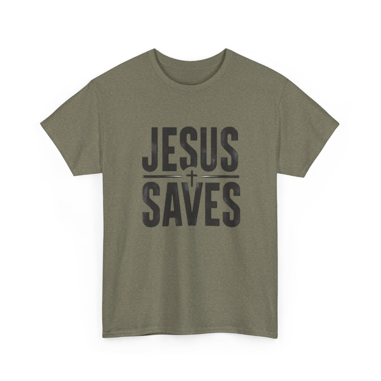 Unisex Heavy Cotton Tee - 'Jesus Saves' Christian Graphic Tee