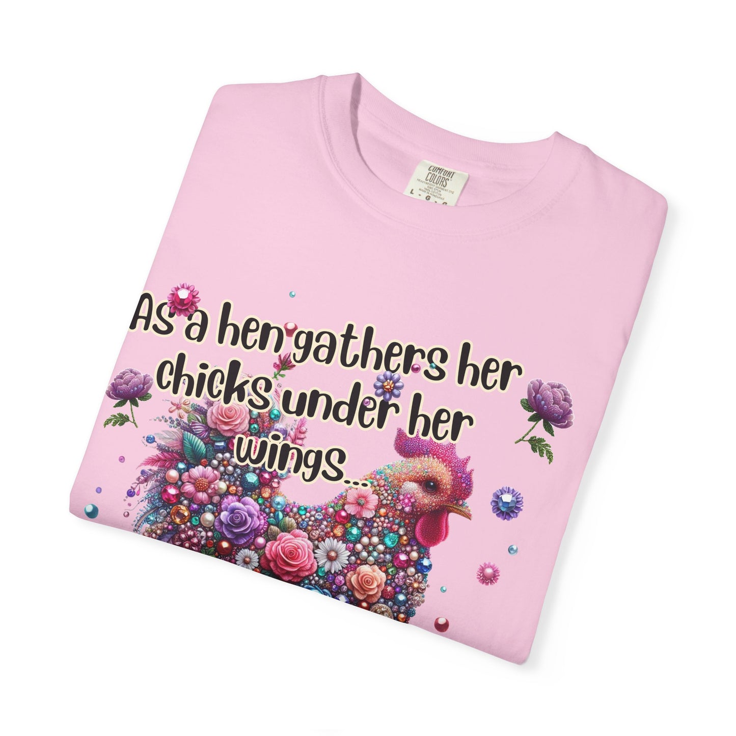 Under His Wings" Jeweled Chicken Tee – Matthew 23:37