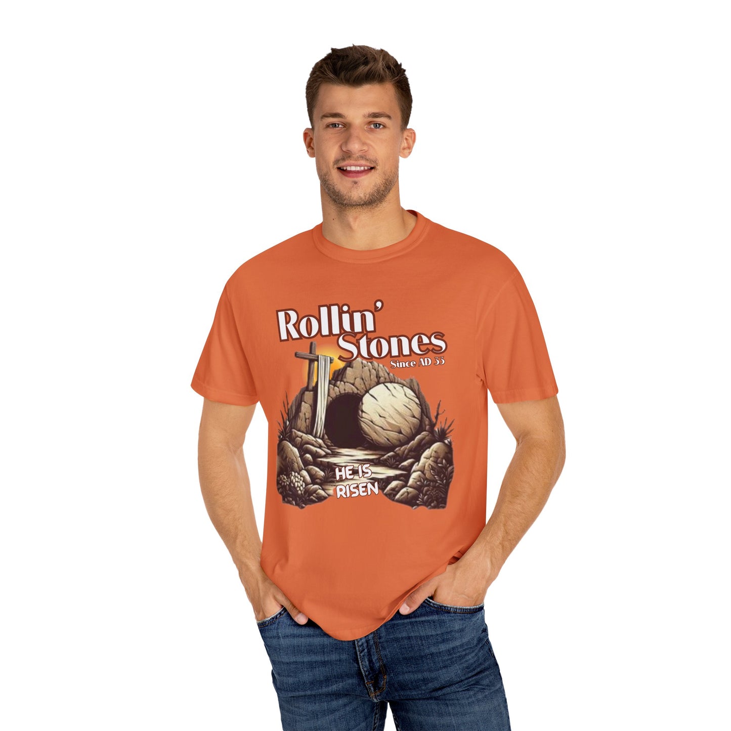 Inspirational Unisex T-Shirt - 'Rollin' Stones' Design - He's Risen