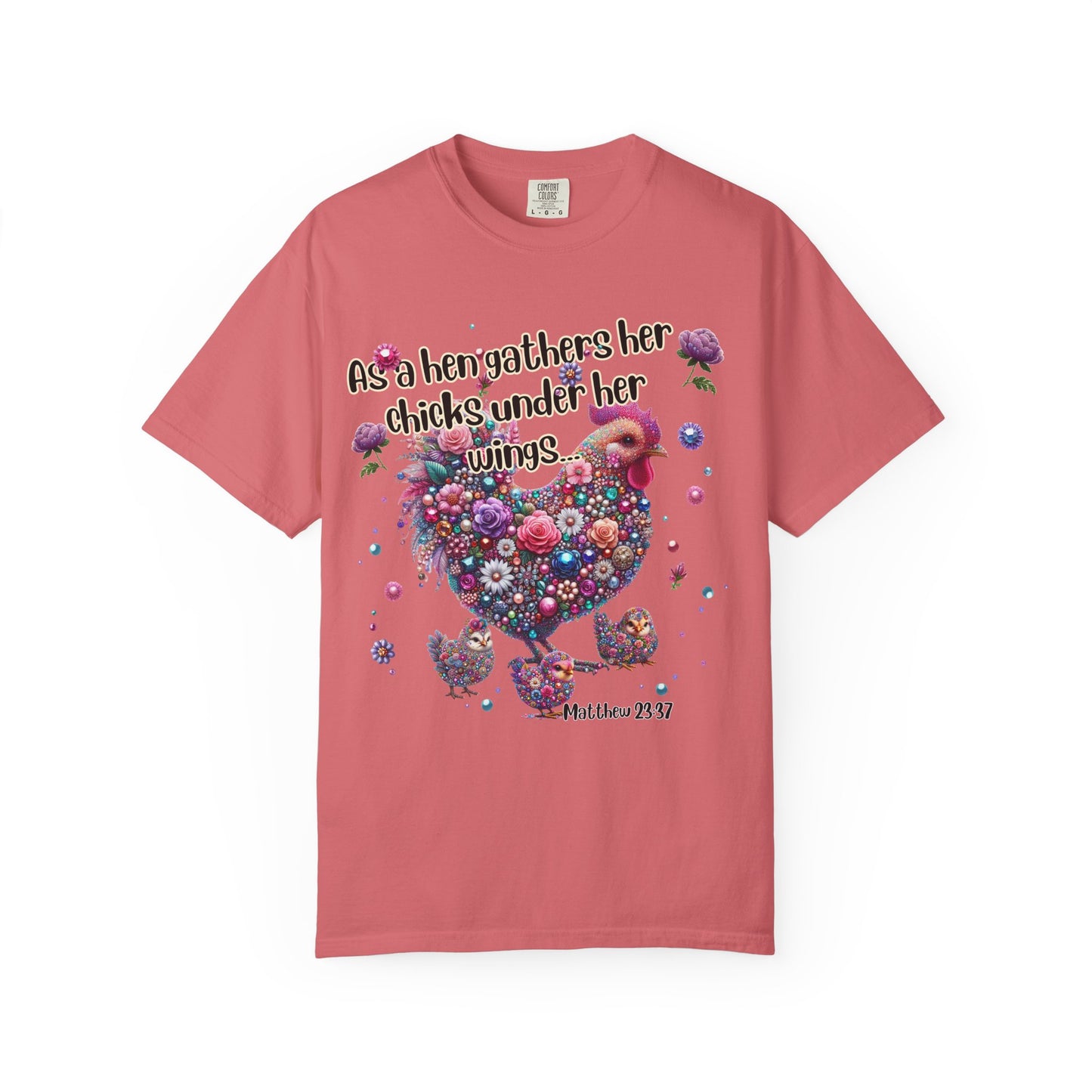 Under His Wings" Jeweled Chicken Tee – Matthew 23:37