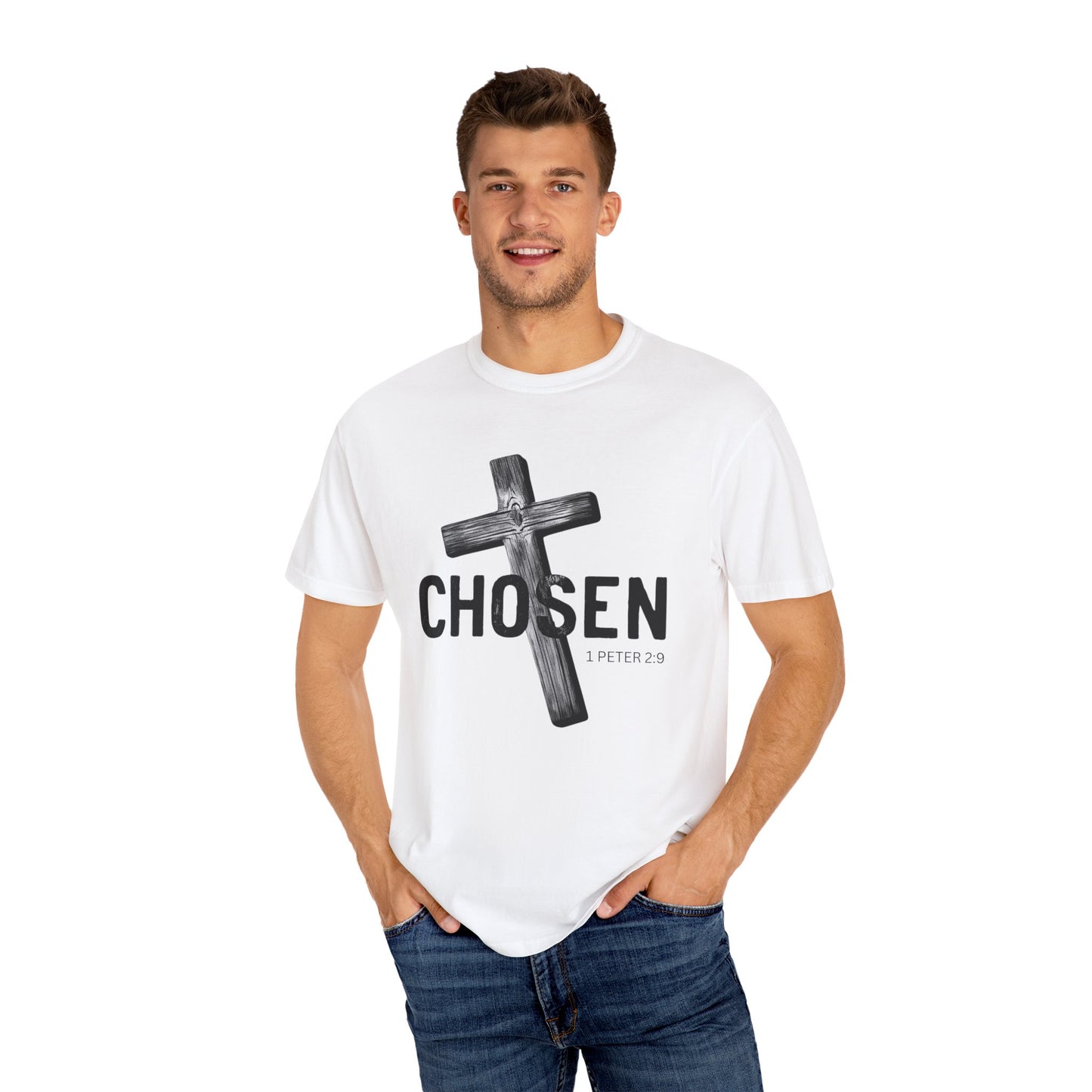 Faith-Inspired Unisex T-Shirt - 'Chosen' Design with Cross and 1 Peter 2:9